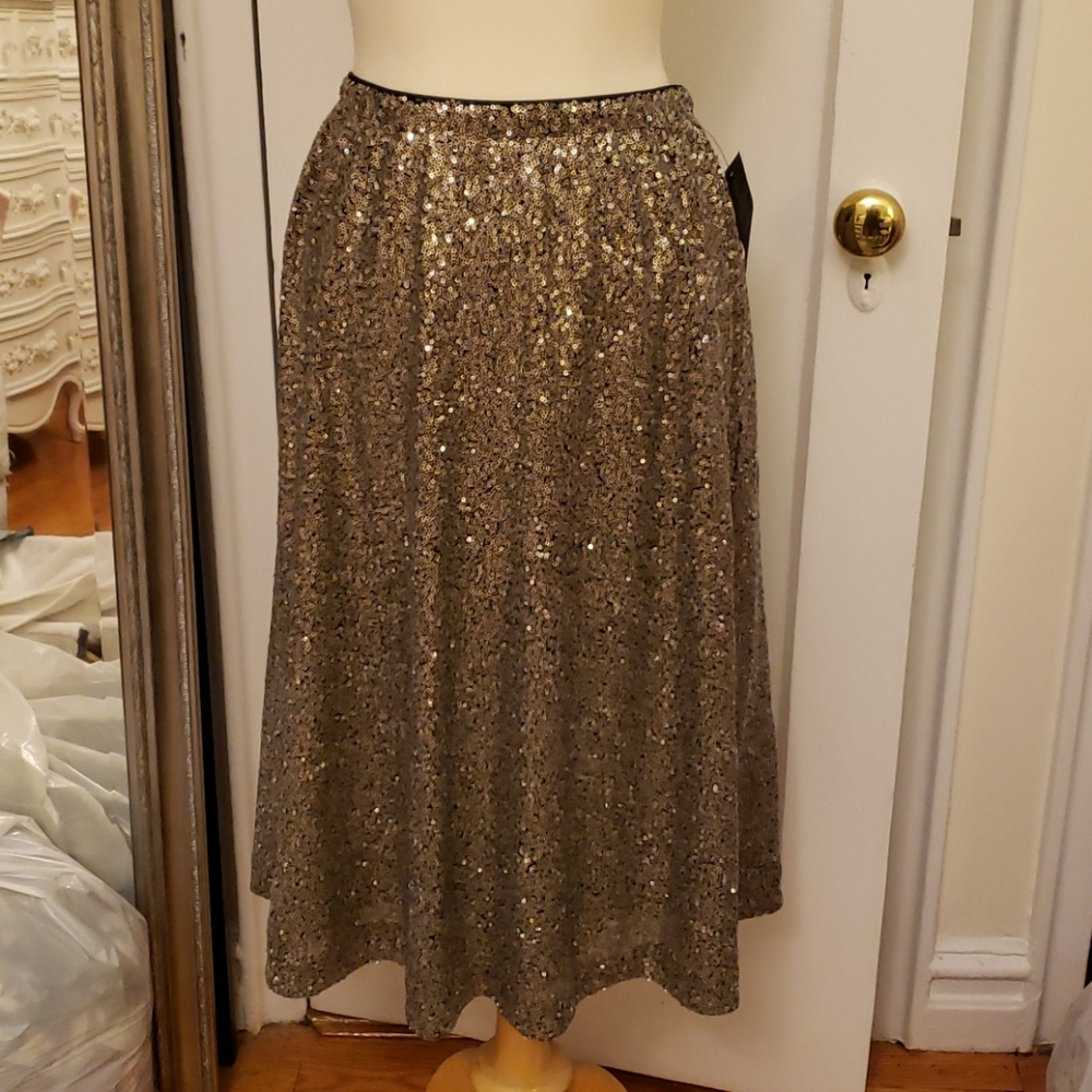Lela Rose Gold Sequin Skirt Size 14